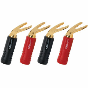 QED QE1890 Screwlock ABS 4mm Banana / Spade Plug DUO Spades - 2Red/2Blk